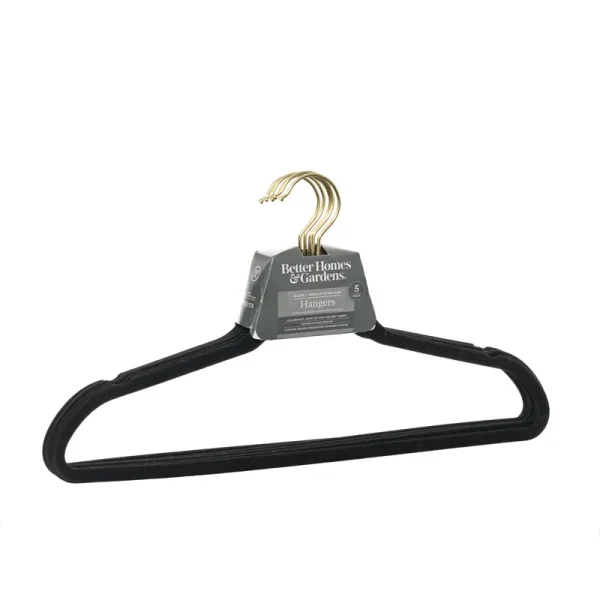 Better Homes & Gardens Nonslip Ultra Slim Hangers, 5 Pack, Black