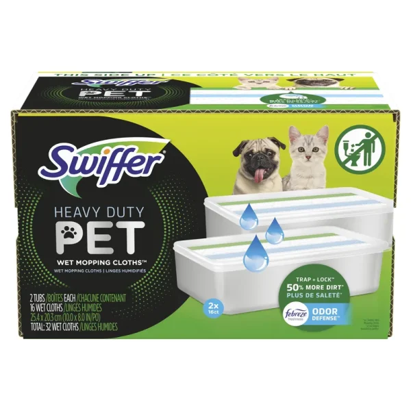 Swiffer Wet Mopping Cloths, Heavy Duty, Pet - 2 - 16 cloth tubs [32 cloths]