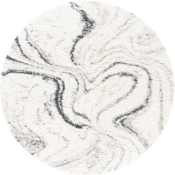 Safavieh Fontana Shag Collection FNT848A Ivory / Grey Rug - 6' 7" Round