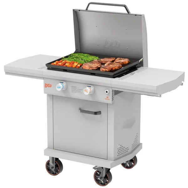 Loco 2 Burner Liquid Propane Outdoor Griddle with Hood Gray