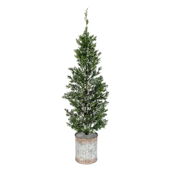 Gerson International 35-in H Snowy Pine Tree in Tin Pot