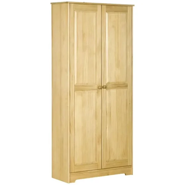 Topcobe 67" Solid Wood Kitchen Pantry Cabinet, Sturdy Freestanding Storage Shelves, Sliding Door, Perfect for Dining Room Organization