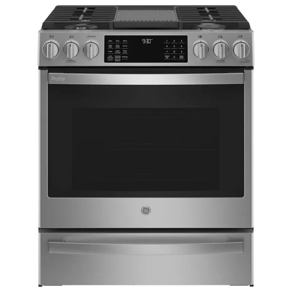 GE Profile 30" Fingerprint Resistant Stainless Steel Smart Slide in GAS Range-PGS930YPFS