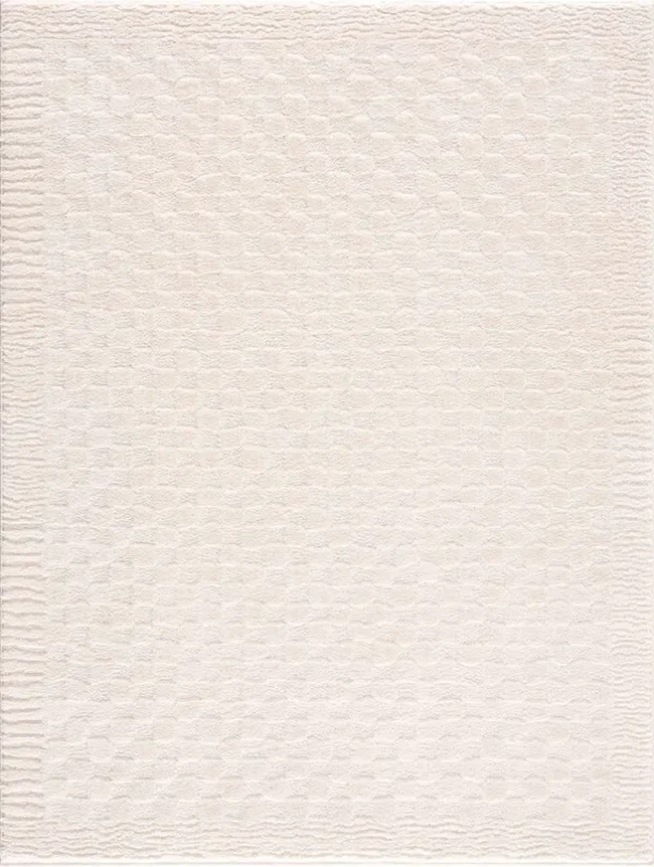 Hauteloom Leryn Ivory Checkered Area Rug | Area Rug for Living Room, Bedroom | Ivory Checkered Rug - 5'3" x 7' Rectangle