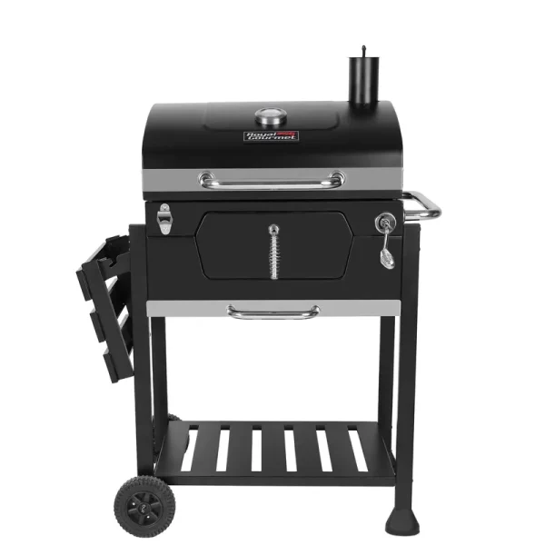 Royal Gourmet 24 in. Charcoal Grill in Black with 1-Side Table
