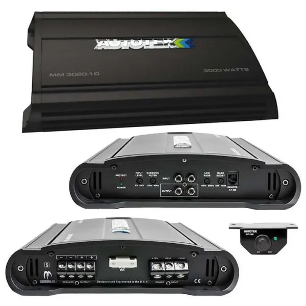 AUTOTEK MM - 3020.1D 3000W Max Mean Machine Series 1 Ohm Stable Monoblock Class - D Amplifier W/ Bass Knob Included