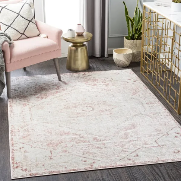 Cabello Oriental Pink/White Area Rug Lark Manor Rug Size: Square 5'3"