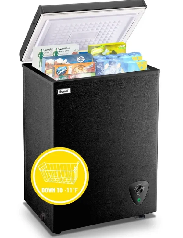 Wanai 3.5 Cubic Feet Chest Freezer Small Deep Freezers with 7 Gears Temp Control Office Dorm Kitchen Black Model Bcbd63, Size: 3.5 CU.FT