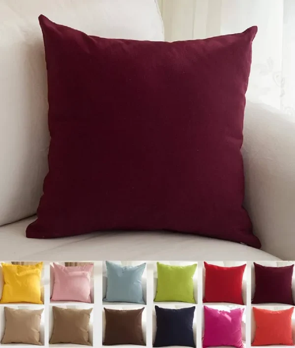 TangDepot Cotton Solid Throw Pillow Covers, 24" x 24" , Wine