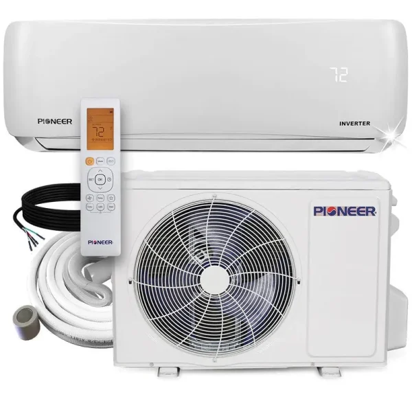 Pioneer 12,000 BTU 21.4 SEER2 Ductless Mini-Split Inverter+ Air Conditioner Heat Pump System Full Set 230V, Without Installation Kit
