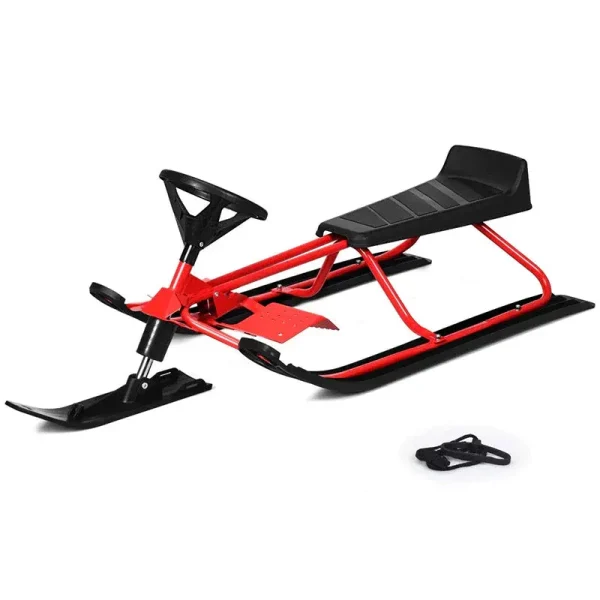 Snow Racer Sled. Ski Sled Slider Board with Twin Brakes