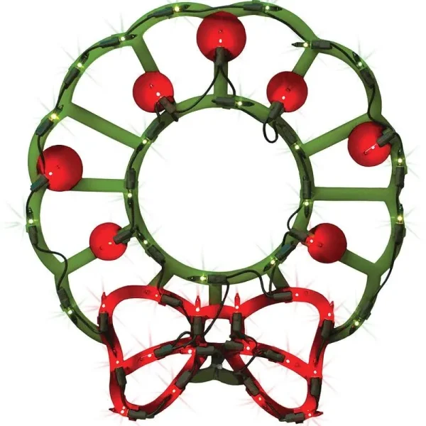 Impact Innovations Lit Wreath Silhouette Christmas Decoration Red/G