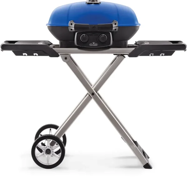 Napoleon Travelq 285X 1 - Burner Portable Propane Gas Grill in Blue with Scissor Cart