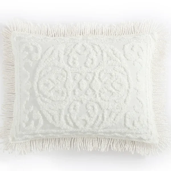 Beatrice Home Sham Ivory Medallion Chenille Sham Standard