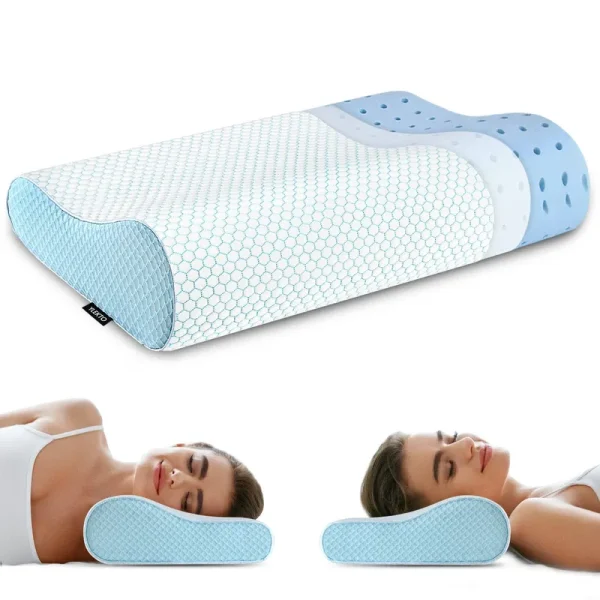 Ylekto Memory Foam Pillows Neck Pillow Bed Pillow for Sleeping Ergonomic Cervical Pillow Orthopedic Contour Pillow for Side Back Stomach Sleeper