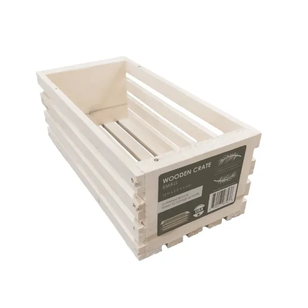 Spruce Street Unfinished Wood Crate, 12 in x 5.5 in x 4 in