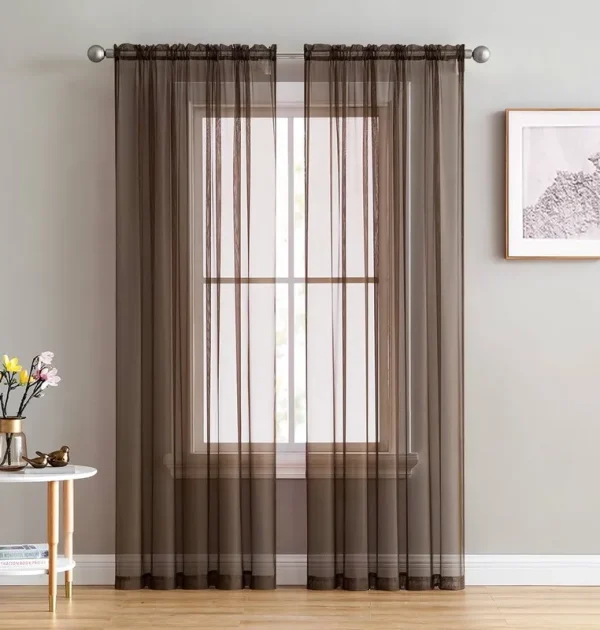 Thd Essentials Sheer Voile Window Treatment Rod Pocket Curtain Panels - Pair, Size: 54 W x 84 Large