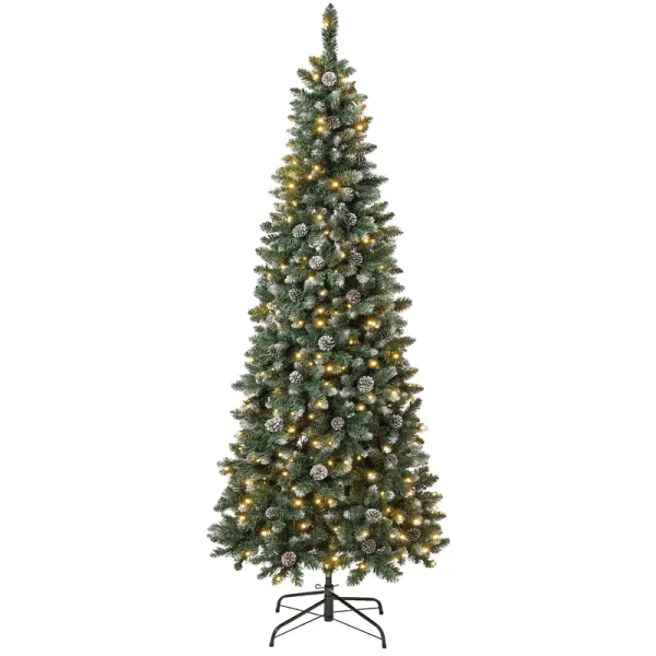 National Tree Company First Traditions 7.5 ft. Oakley Hills Snow Slim Tree with LED Lights