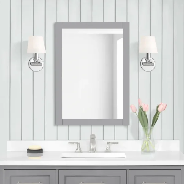 Allen + Roth Brinkhaven 20-in x 28-in American Gray Framed Bathroom Vanity Mirror | BRINKHAVEN-MR-AG