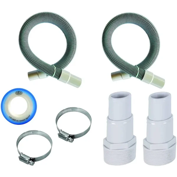 FibroPool Professional 1 1/2" Swimming Pool Filter Hose Replacement Kit (6 Feet, 2 Pack)