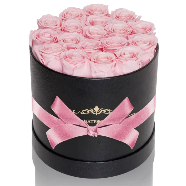 NATROSES Handmade Preserved Roses in A Box, Long Lasting Pink Roses, Preserved Flowers Gifts for Her Valentines Day Gifts, Christmas, Mot