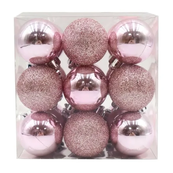 27-Count Mix Shatterproof Ornaments Pink
