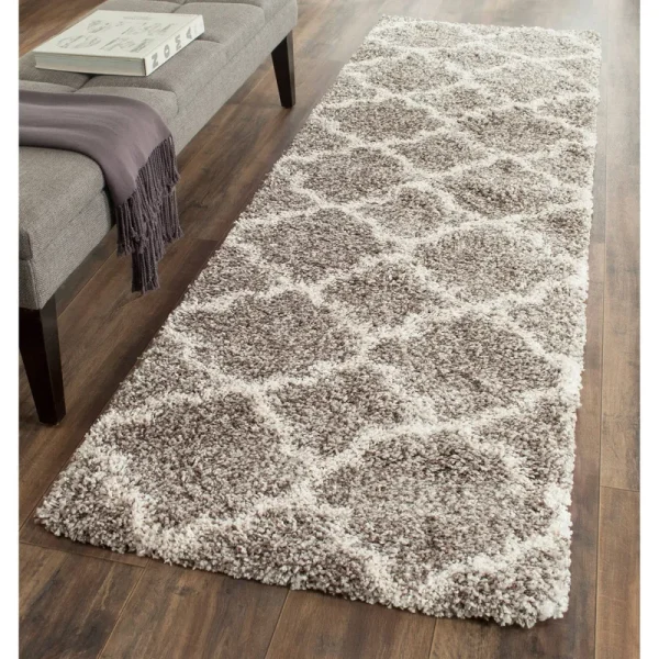 Safavieh Hudson Shag SGH282B Grey / Ivory Rug 2'3" x 8' Runner