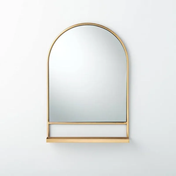 Arched Metal Frame Mirror with Shelf Brass Finish - Hearth & Hand with Magnolia