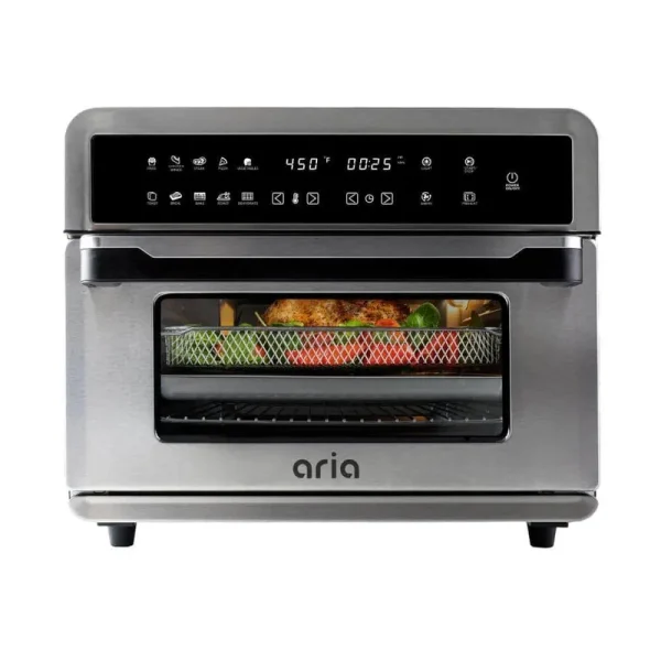 Aria All-in-1 Premium 30 Qt. Stainless Steel Touchscreen Air Fryer Toaster Oven with Recipe Book
