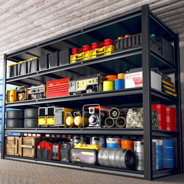 REIBII 60" W Garage Shelving 3000 lb Heavy Duty Storage Shelves Adjustable 5 Tier Metal Storage Rack, 60" W x 24" D x 72" H