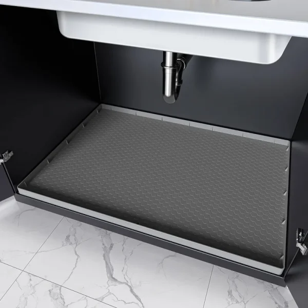 PoYang Under The Sink Mat: 31" x 22" Under Kitchen Sink Mat Waterproof, Silicone Under Sink Tray, Under Sink Liner Cabinet Protector to Prevent