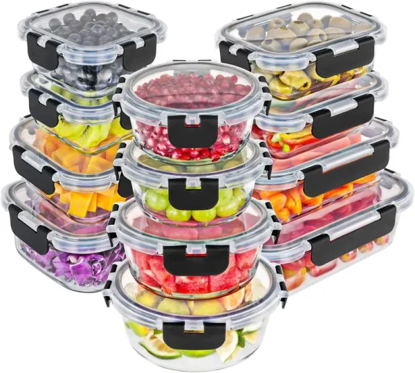 Magic Mill Glass Storage Containers with Lids Set | Ultimate 24pc Set with BPA-Free Airtight Locking Lids for Lunch, Food Storage, Meal Prep, Safe