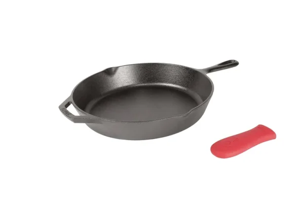 Lodge L10SK3ASHH41B Pre-Seasoned Cast Iron Skillet, Black, 12" D