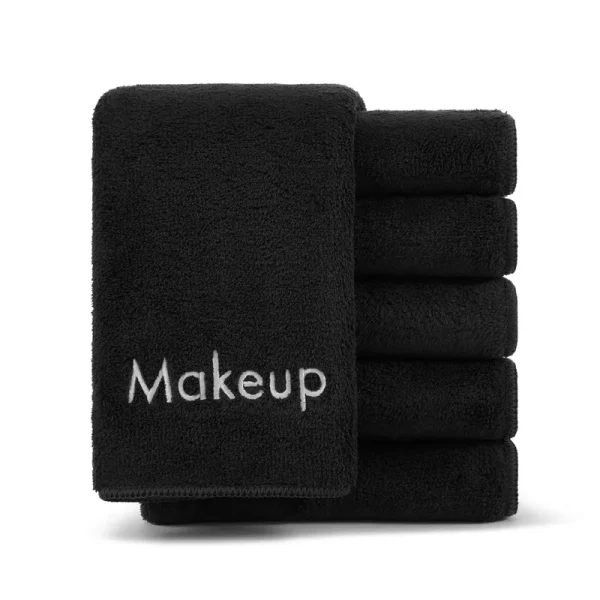 Arkwright Microfiber Makeup Remover Cloths 13x13, 6-Pack, Black - Soft Coral Fleece Makeup Washcloths