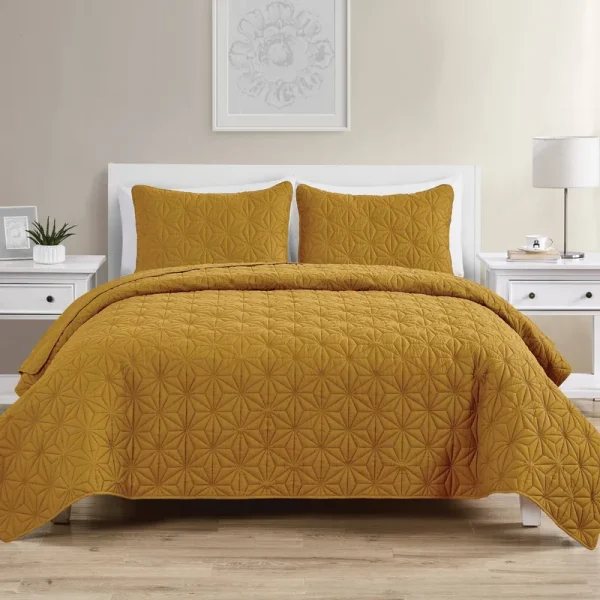 VCNY Home Kaleidoscope Embossed Quilt Set - Gold - King