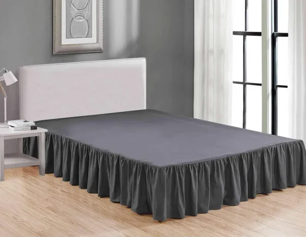 Sheets & Beyond Wrap Around Solid Microfiber Luxury Hotel Quality Fabric Bedroom Gathered Ruffled Bedding Bed Skirt 14 inch Drop