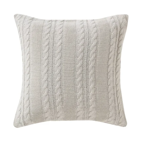 Vcny Home Dublin Cable Knit Square Decorative Throw Pillow, 18 inch x 18 inch, Ivory