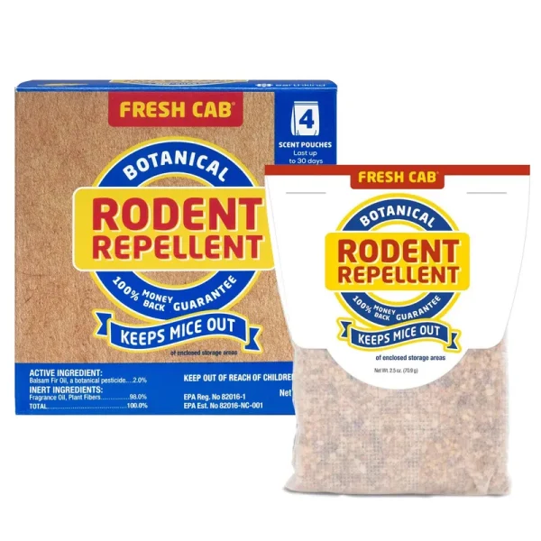 Fresh Cab Rodent Repellent; Quickly Repelling Pests from Treated A...