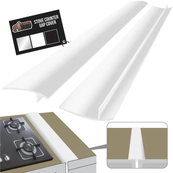 Gorilla Grip 2 Pack Silicone Stove Gap Covers Flexible Heat Resistant Stovetop Filler Between Counters and Cooktops Seamless Hidden Oven Side Guard PR