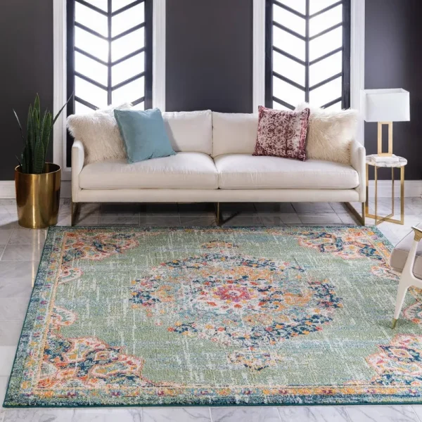 Unique Loom Penrose Alexis Green 8 ft. x 8 ft. Square Rug