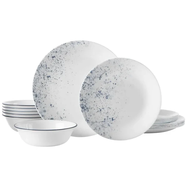 Corelle 18-Piece Service for 6 Chip Resistant Indigo Speckle Dinnerware Set