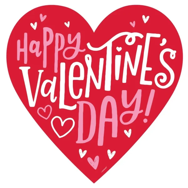 Happy Valentine's Day Heart Cardstock Cutout, 15.3IN x 15.5in