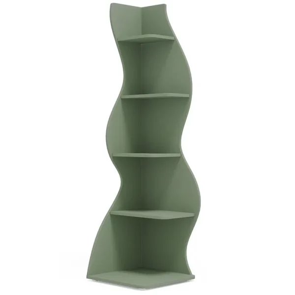 Finihen 5 - Tier Corner Bookcase, Wood Bookshelf Storage Organizer, 70" Tall Display Standing Shelf Unit for Bedroom, Living Room, Green