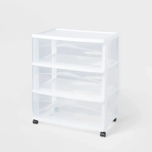3 Drawer Wide Cart White - Brightroom