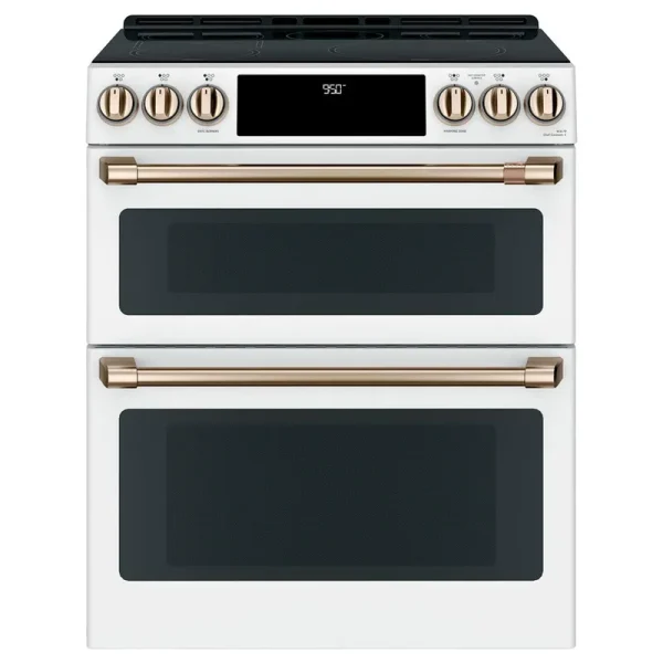 Cafe 30" Matte White Slide-In Double Oven Induction Range