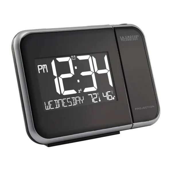 La Crosse Technology 616-1412 LCD Projection Alarm Clock with Indoor Temperature, Black