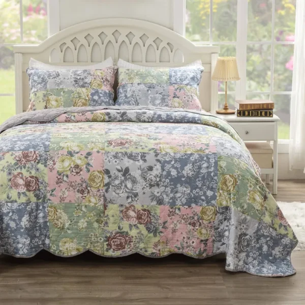 Greenland Home Fashions Emma Gray, Quilt Set 3-Piece King/Cal King