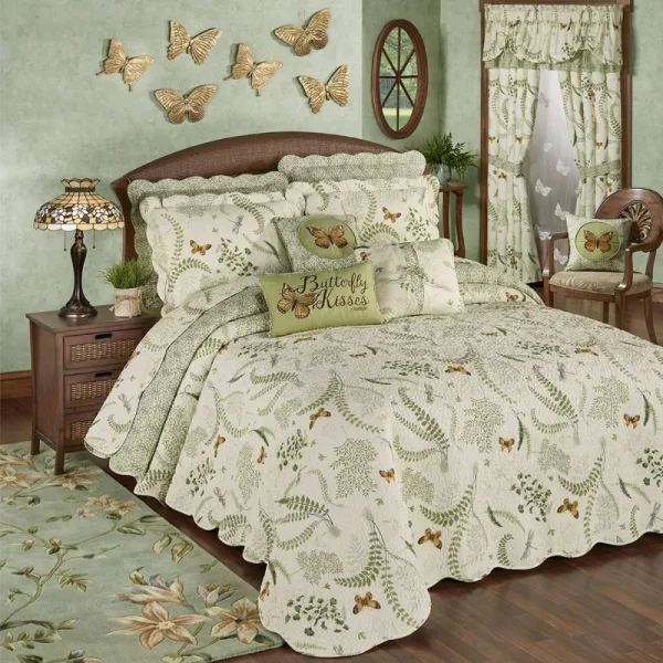 Butterfly Eden Grande Bedspread Eggshell, King, Eggshell