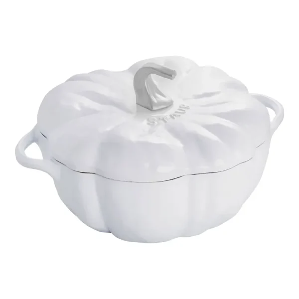 Staub Cast Iron Pumpkin Cocotte, 3.5-Quart, White