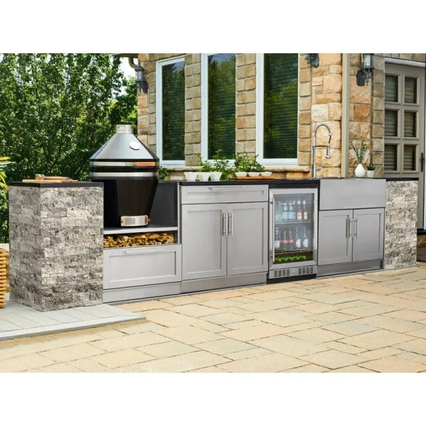 NewAge Products Outdoor Kitchen Signature Series 6-Piece 79.16-in W x 25.5-in D x 37-in H Outdoor Kitchen Set Stainless Steel | 68623